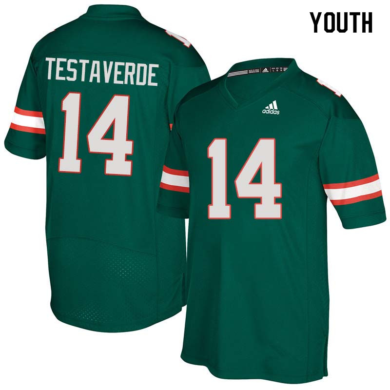 Youth Miami Hurricanes #14 Vinny Testaverde College Football Jerseys Sale-Green - Click Image to Close